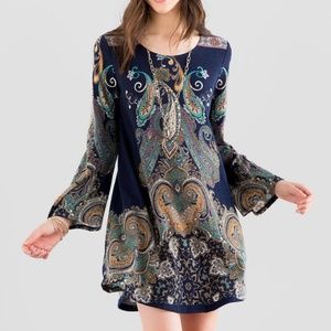 Francesca's Chantalle Navy Paisley Dress Size Med
